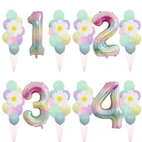 40 "Gradient Rainbow XINGX Number Aluminum Foil Daisy Theme Balloon Set Suitable For Birthday Party Decorations And Celebrations main image 1