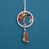 Handmade Crystal Stone Dreamcatcher Car Pendant Luxury Vehicle Interior Design Decoration Lady Style Iron Hoop Copper Wire main image 2