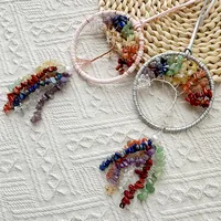 Handmade Crystal Stone Dreamcatcher Car Pendant Luxury Vehicle Interior Design Decoration Lady Style Iron Hoop Copper Wire main image 3