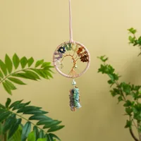 Handmade Crystal Stone Dreamcatcher Car Pendant Luxury Vehicle Interior Design Decoration Lady Style Iron Hoop Copper Wire main image 4