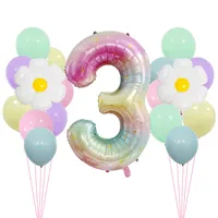 40 "Gradient Rainbow XINGX Number Aluminum Foil Daisy Theme Balloon Set Suitable For Birthday Party Decorations And Celebrations main image 5