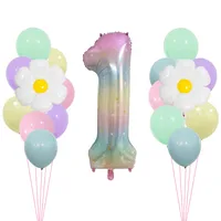 40 "Gradient Rainbow XINGX Number Aluminum Foil Daisy Theme Balloon Set Suitable For Birthday Party Decorations And Celebrations sku image 1
