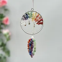 Handmade Crystal Stone Dreamcatcher Car Pendant Luxury Vehicle Interior Design Decoration Lady Style Iron Hoop Copper Wire sku image 1