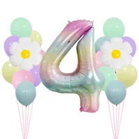 40 "Gradient Rainbow XINGX Number Aluminum Foil Daisy Theme Balloon Set Suitable For Birthday Party Decorations And Celebrations sku image 4