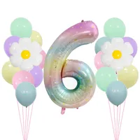 40 "Gradient Rainbow XINGX Number Aluminum Foil Daisy Theme Balloon Set Suitable For Birthday Party Decorations And Celebrations sku image 6