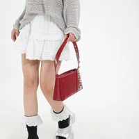 Street Style Square Artificial Leather Shoulder Bag For Women With Zipper Closure Underarm Decorative Rivets Single Strap main image 3