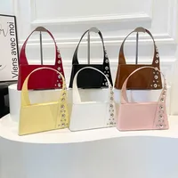 Street Style Square Artificial Leather Shoulder Bag For Women With Zipper Closure Underarm Decorative Rivets Single Strap main image 1