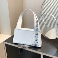 Street Style Square Artificial Leather Shoulder Bag For Women With Zipper Closure Underarm Decorative Rivets Single Strap main image 2