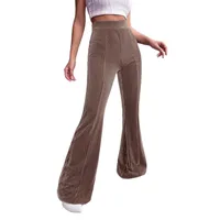 Slim High Waist Stretch Velvet Plaid Bell-Bottom Pants Casual Trousers Fashion New  Style main image 5