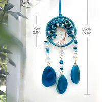 Luxury Crystal Agate Slice Hand-Woven Car Rearview Mirror Decoration Hanging Ornament Suitable For Vehicles Elegant Aesthetic Crafts main image 2