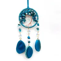 Luxury Crystal Agate Slice Hand-Woven Car Rearview Mirror Decoration Hanging Ornament Suitable For Vehicles Elegant Aesthetic Crafts main image 4