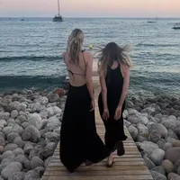 Elegant Black Deep V-neck Backless Dress Sexy Women Clothing Fashion Commuter Urban Style Ankle-Length Skirt main image 4