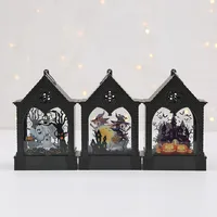 Halloween Decoration LED Lantern Electric Candle Lamp Holiday Atmosphere Decoration Table Decorations Plastic Glass Material main image 4