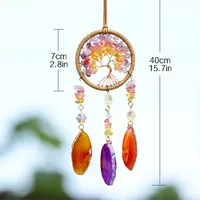 Handmade Crystal Agate Slice Car Pendant Luxurious And Simple Woven Design High-End Texture Bronze Wire Iron Hoop main image 3