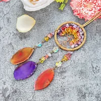 Handmade Crystal Agate Slice Car Pendant Luxurious And Simple Woven Design High-End Texture Bronze Wire Iron Hoop main image 2