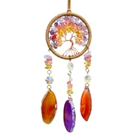 Handmade Crystal Agate Slice Car Pendant Luxurious And Simple Woven Design High-End Texture Bronze Wire Iron Hoop main image 1