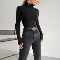 Slim Fit Turtleneck Knitting Sweater Autumn And Winter Plus Size Lengthened Bottoming Shirt European Style Long Sleeve Solid Color Commute main image 2