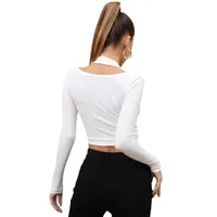 Casual Long-Sleeved Round Neck Knitted Top Short Slim-Fit Belly-Exposed Bottoming Shirt Autumn Winter Cotton Polyester Blend main image 5