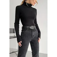 Slim Fit Turtleneck Knitting Sweater Autumn And Winter Plus Size Lengthened Bottoming Shirt European Style Long Sleeve Solid Color Commute sku image 3