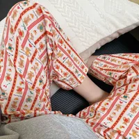 Cartoon Bear Print Ladies Home Pants Spring And Autumn New Casual And Comfortable Breathable Pajamas Sweet Cute Style sku image 2