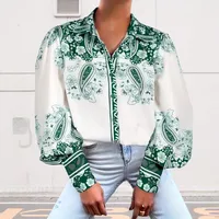 Casual Fashion Women's Long-Sleeved Blouse Collar Printed Top Versatile Spring And Autumn New  Style Polyester Fabric main image 2