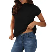 Women Winter Sweater Vest Short Sleeve Half Turtleneck Hoodie Batwing Casual Cotton Blend Knitwear Street Style Loose Design main image 5