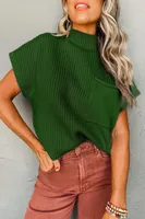 Women Winter Sweater Vest Short Sleeve Half Turtleneck Hoodie Batwing Casual Cotton Blend Knitwear Street Style Loose Design sku image 17