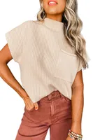 Women Winter Sweater Vest Short Sleeve Half Turtleneck Hoodie Batwing Casual Cotton Blend Knitwear Street Style Loose Design sku image 25