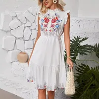 Fashion Floral Floral Print Slit Skirt Dress Sleeveless High Waist A- Line Skirt  Style New Women's Clothing main image 1