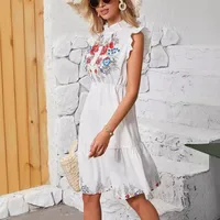 Fashion Floral Floral Print Slit Skirt Dress Sleeveless High Waist A- Line Skirt  Style New Women's Clothing main image 3