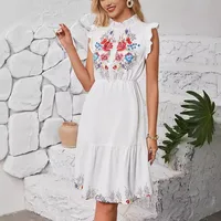 Fashion Floral Floral Print Slit Skirt Dress Sleeveless High Waist A- Line Skirt  Style New Women's Clothing main image 4