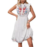 Fashion Floral Floral Print Slit Skirt Dress Sleeveless High Waist A- Line Skirt  Style New Women's Clothing main image 5