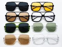 Square Half Frame Double Bridge Sunglasses Women Fashion Street Snap Black Full Frame Travel Sunscreen Personalized Hip Hop Street Style main image 2