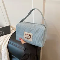 Women's Corduroy Bear Vacation Square Zipper Handbag main image 2