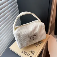 Women's Corduroy Bear Vacation Square Zipper Handbag main image 5