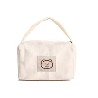 Women's Corduroy Bear Vacation Square Zipper Handbag sku image 1