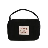 Women's Corduroy Bear Vacation Square Zipper Handbag sku image 2
