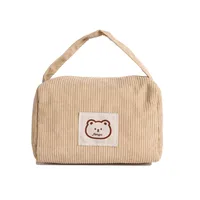 Women's Corduroy Bear Vacation Square Zipper Handbag sku image 3