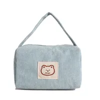 Women's Corduroy Bear Vacation Square Zipper Handbag sku image 4