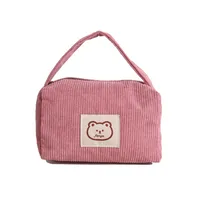 Women's Corduroy Bear Vacation Square Zipper Handbag sku image 5