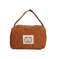 Women's Corduroy Bear Vacation Square Zipper Handbag sku image 6