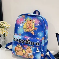Kid'S Nylon Cartoon Capybara Cute Square Zipper Functional Backpack main image 4