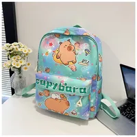 Kid'S Nylon Cartoon Capybara Cute Square Zipper Functional Backpack sku image 1