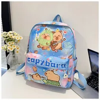 Kid'S Nylon Cartoon Capybara Cute Square Zipper Functional Backpack sku image 5