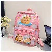 Kid'S Nylon Cartoon Capybara Cute Square Zipper Functional Backpack sku image 6