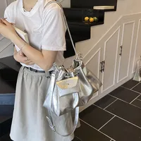 Women's Pu Leather Solid Color Streetwear Dumpling Shape String Shoulder Bag Tote Bag main image 2