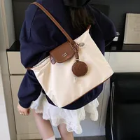 Women's Pu Leather Nylon Color Block Streetwear Square Zipper Shoulder Bag Tote Bag main image 2
