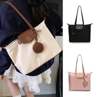 Women's Pu Leather Nylon Color Block Streetwear Square Zipper Shoulder Bag Tote Bag main image 1