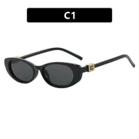 Elegant Oval Sunglasses Women's Small Frame UV Protection Sun Protection Women's Fashion Travel Round Face Full Rim Glasses sku image 1