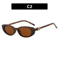 Elegant Oval Sunglasses Women's Small Frame UV Protection Sun Protection Women's Fashion Travel Round Face Full Rim Glasses sku image 2